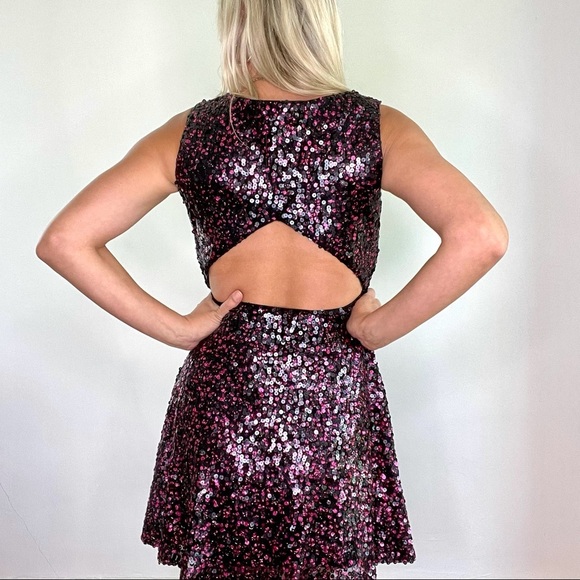 Adrianna Papell Black & Pink Sequin Cut Out Dress - Picture 12 of 13